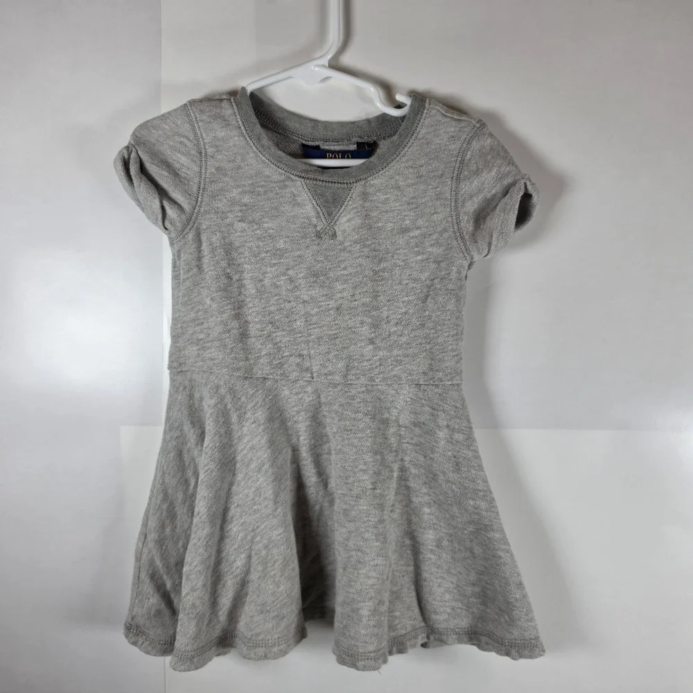 Polo Ralph Lauren Girls Heather Gray French Terry Sweatshirt‎ Dress 2T Wildcats